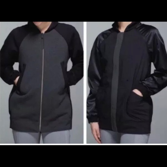Lululemon womens  gray reversible bomber jacket size 6 - Picture 1 of 10